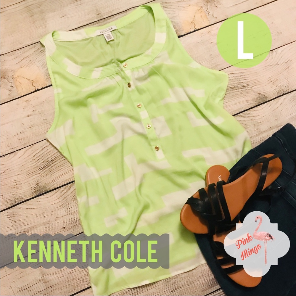 Kenneth Cole Reaction Lime Green Sleeveless Top
